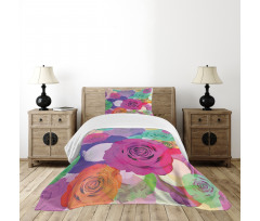 Floral Arrangement Roses Bedspread Set