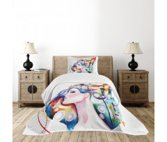 Grunge Young Woman Bedspread Set