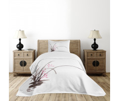 Traditional Ink Orchid Bedspread Set