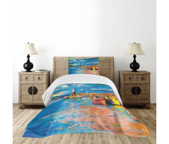 Oil Painting Lighthouse Bedspread Set