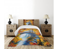 Autumn Forest with Bridge Bedspread Set