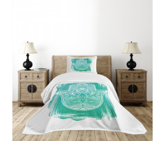 Grungy Floral Ethnic Motif Bedspread Set