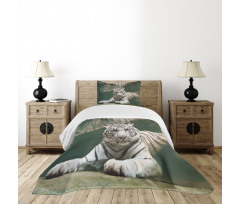 White Tiger Swimming Fun Bedspread Set