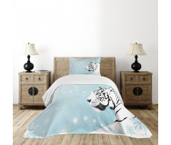 White Beast on Snowy Land Bedspread Set