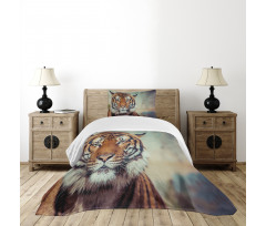 Large Calm Wild Cat Blur Bedspread Set