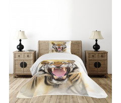 Young Panthera Growling Bedspread Set