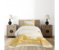 Japanese Buildings Bedspread Set