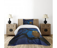 Owl on Tree Branch Bedspread Set