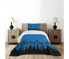 Black Cats Starry Sky Bedspread Set