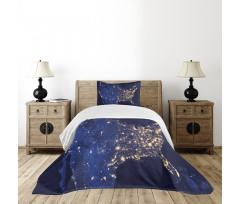 America Continent Space Bedspread Set