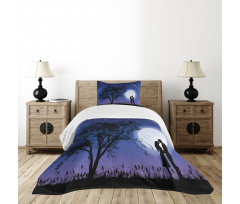 Romantic Man Woman Hug Bedspread Set