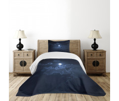 Full Moon Dark Clouds Fog Bedspread Set