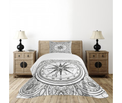 Windrose Line Art Style Bedspread Set