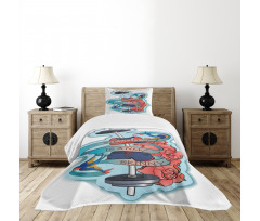 Words Flowers Barbell Bedspread Set