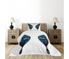 Realistic Female Butterfly Bedspread Set