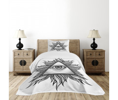 Triangles Tattoo Style Pattern Bedspread Set