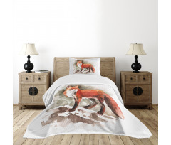 Watercolor Bushy Tail Tod Bedspread Set