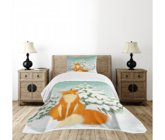 Red Fox Winter Forest Xmas Bedspread Set