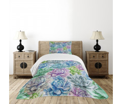 Flowers in Watercolor Bedspread Set