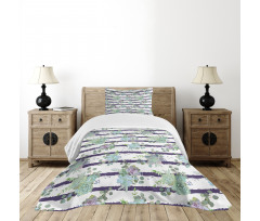 Natural Cactus Pattern Bedspread Set