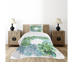 Watercolor Cactus Wreath Bedspread Set