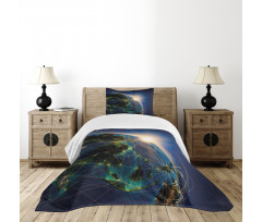 Vivid Globe Space Network Bedspread Set