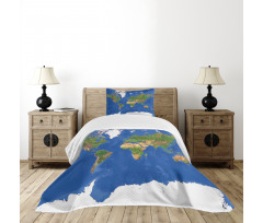 Continents Vegetation Bedspread Set