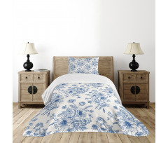 Blue Floral Corsage Bedspread Set