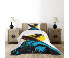 Man on Sea Waves Bedspread Set