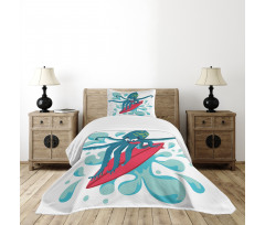 Surfer Octopus Bedspread Set