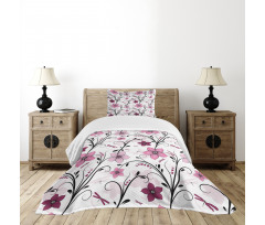 Shabby Plant Florets Bedspread Set