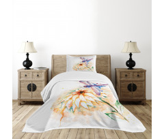 Watercolor Lily Bloom Bedspread Set