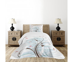 Grunge Flower Buds Bedspread Set