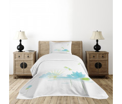 Waterlily Nature Lake Bedspread Set