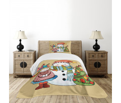 Toy Snowman Tree Bedspread Set