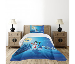 Snowy Land Pines Moon Bedspread Set