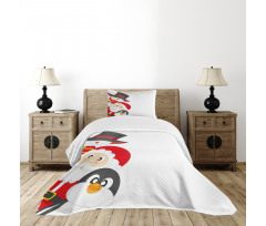 Happy Santa Penguin Bedspread Set