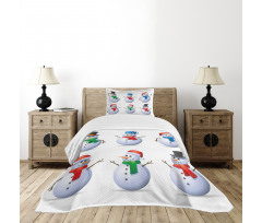 Snowmen with Hats Bedspread Set