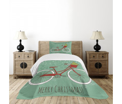 Retro Bike Xmas Trees Bedspread Set