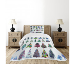 Watercolor Fir Trees Bedspread Set