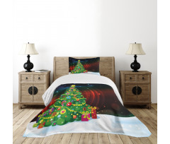 Xmas Tree Cartoon Bedspread Set