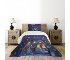 Winter Night House Bedspread Set