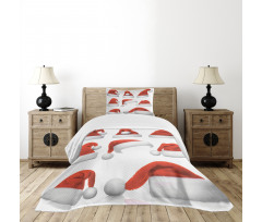 Santa Hats Pattern Bedspread Set