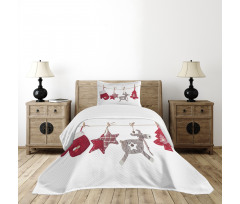 Retro Items on Rope Bedspread Set