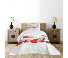 Funny Santa Reindeer Bedspread Set