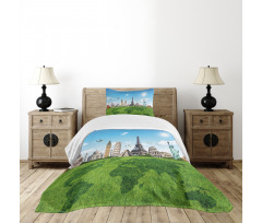 Famous Monuments in World Bedspread Set
