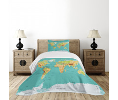 World Geography Continents Bedspread Set