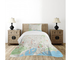 Barcelona Streets Parks Bedspread Set