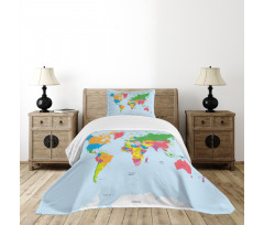 Colorful Political World Bedspread Set