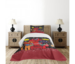 Monster Funny Characters Bedspread Set